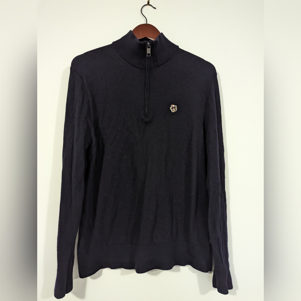 Ted Baker Navy Merino Wool Half Zip Top s: Mens Medium